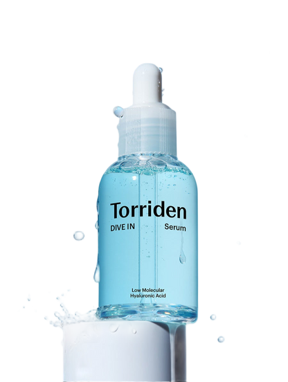 Torriden DIVE-IN Low Molecular Hyaluronic Acid Serum 40ml dropper bottle on a neutral studio background