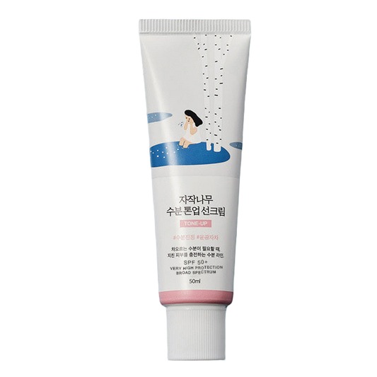 Round Lab Birch Juice Moisturizing Sunscreen SPF50+ PA++++ 50ml tube on a neutral studio background
