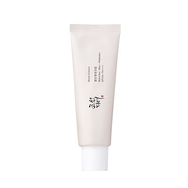 Beauty of Joseon Relief Sun SPF50 sunscreen applied on skin — dewy finish