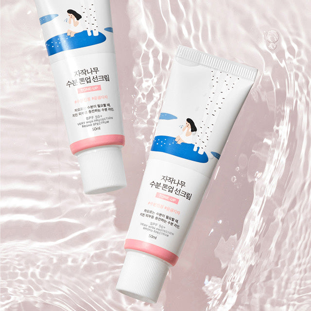 Round Lab Birch Juice Moisturizing Sunscreen texture swatched on skin